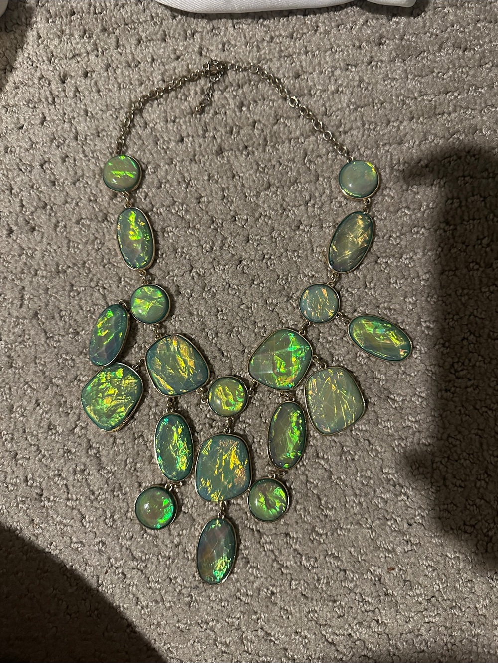 Ann Taylor Iridescent Green Statement Bib Necklace